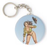 Sexy Brazil Girl Pinup Rose Gardening by Al Rio keychains