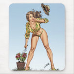 Sexy Brazil Girl Pinup Rose Gardening by Al Rio mousepads