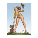 Sexy Brazil Girl Pinup Rose Gardening by Al Rio postcards