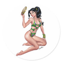 Sexy Brazilian Bikini Girl Pinup by Al Rio Sticker