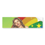 Sexy Brazilian Girl wearing  Brazil Flag + Rainbow bumper stickers