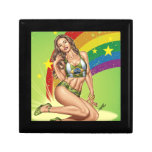 Sexy Brazilian Girl wearing  Brazil Flag + Rainbow gift boxes
