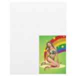 Sexy Brazilian Girl wearing  Brazil Flag + Rainbow letterhead