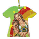 Sexy Brazilian Girl wearing  Brazil Flag + Rainbow ornaments