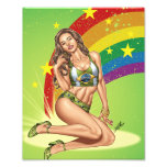 Sexy Brazilian Girl wearing  Brazil Flag + Rainbow photography