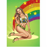 Sexy Brazilian Girl wearing  Brazil Flag + Rainbow photo sculptures