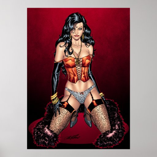 Sexy Brunette in Lingerie Poster by Al Rio
