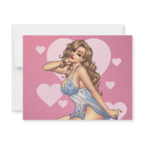 Sexy Brunette Lingerie Pin-up Girl by Al Rio Custom Invites