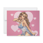 Sexy Brunette Lingerie Pin-up Girl by Al Rio invitations