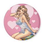 Sexy Brunette Lingerie Pin-up Girl by Al Rio magnets