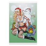 Sexy Christmas Pin-up Girl with Snowman by Al Rio stationery