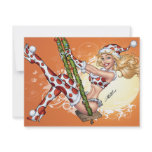 Sexy Christmas Pinup Girl on Swing by Al Rio invitations