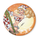 Sexy Christmas Pinup Girl on Swing by Al Rio magnets