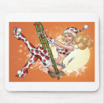 Sexy Christmas Pinup Girl on Swing by Al Rio mousepads