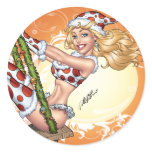Sexy Christmas Pinup Girl on Swing by Al Rio stickers