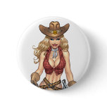 Sexy Cowgirl Country Girl with Guns by Al Rio buttons