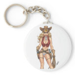 Sexy Cowgirl Country Girl with Guns by Al Rio keychains