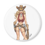 Sexy Cowgirl Country Girl with Guns by Al Rio magnets