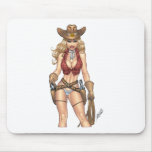 Sexy Cowgirl Country Girl with Guns by Al Rio mousepads