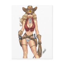 Sexy Cowgirl Country Girl with Guns by Al Rio Postcard