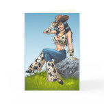 Sexy Cowgirl Customizable Greeting Card by Al Rio