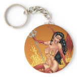 Sexy Devil Girl Customizable Pinup by Al Rio keychains