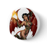 Sexy Devil Girl Pinup with Fire by Al Rio buttons