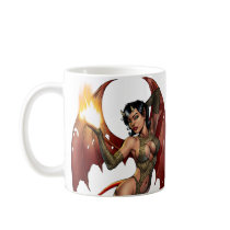 Sexy Devil Girl Pinup with Fire by Al Rio Coffee Mug