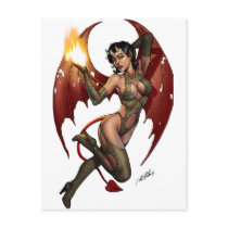 Sexy Devil Girl Pinup with Fire by Al Rio Post Cards