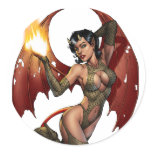 Sexy Devil Girl Pinup with Fire by Al Rio stickers