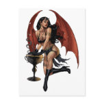 Sexy Devil Girl with a pot of evil. Art by Al Rio. postcards
