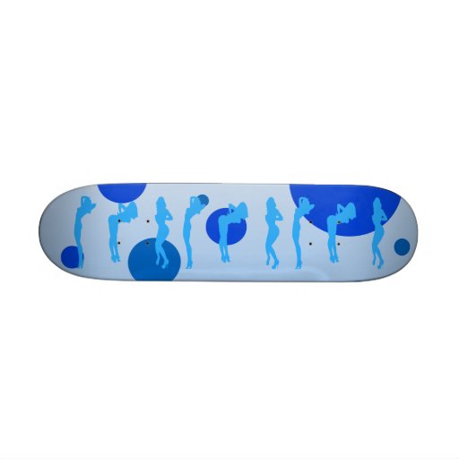 Sexy Girls in Cool Blue Stripper Sensual Tease Skateboard Decks