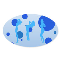 Sexy Girls in Cool Blue Stripper Sensual Tease Sticker