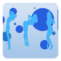 Sexy Girls in Cool Blue Stripper Sensual Tease Square Sticker