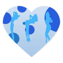 Sexy Girls in Cool Blue Stripper Sensual Tease Heart Stickers