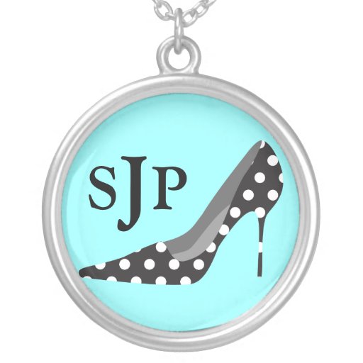 Sexy High Heels Monogram Initials Necklace {teal}