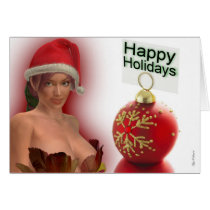 Sexy Holiday Christmas Greeting Card Santa Girl