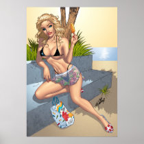 Sexy Ice Cream Bikini Girl Pinup Poster by Al Rio