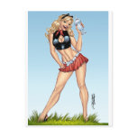 Sexy Ice Cream Milkshake Pin-up Girl by Al Rio postcards