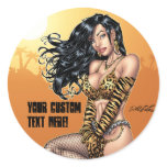 Sexy Leopard Skin Bikini Brunette Sticker - Al Rio
