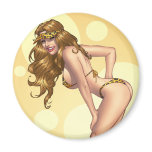 Sexy Leopard Skin Bikini Girl Pin-up by Al Rio magnets