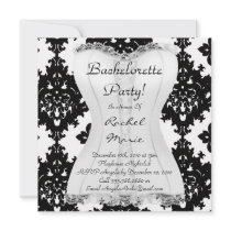 Sexy LINGERIE White on Demask Bachelorette Party Custom Announcement