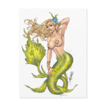 Sexy Mermaid in Green by the artist Al Rio. postcards