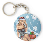 Sexy Ms Claus Santa's Wife in Lingerie by Al Rio keychains