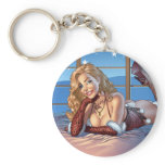 Sexy Ms Claus Santa's Wife in Lingerie by Al Rio keychains