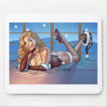 Sexy Ms Claus Santa's Wife in Lingerie by Al Rio mousepads