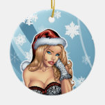 Sexy Ms Claus Santa's Wife in Lingerie by Al Rio Ornament