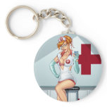 Sexy Nurse Pin-up Art Red Head by Al Rio keychains