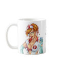 Sexy Nurse Pin-up Art Red Head by Al Rio mugs