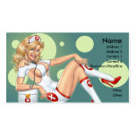 Sexy Nurse Pin-up pulling at Stockings by Al Rio business cards